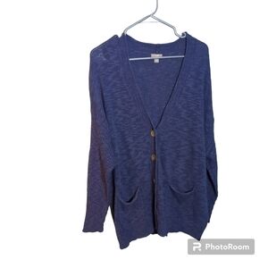 J. Jill L Petites Heather Blue Knit Button Cardigan Size XLP
